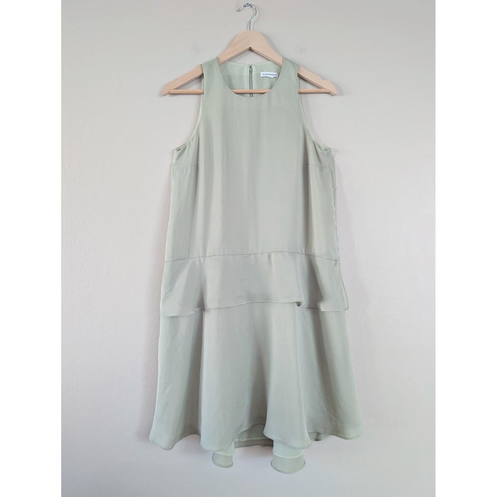 Club Monaco Sage Green Drop Waist Tiered Ruffle Sleeveless Dress Pockets Women 4
